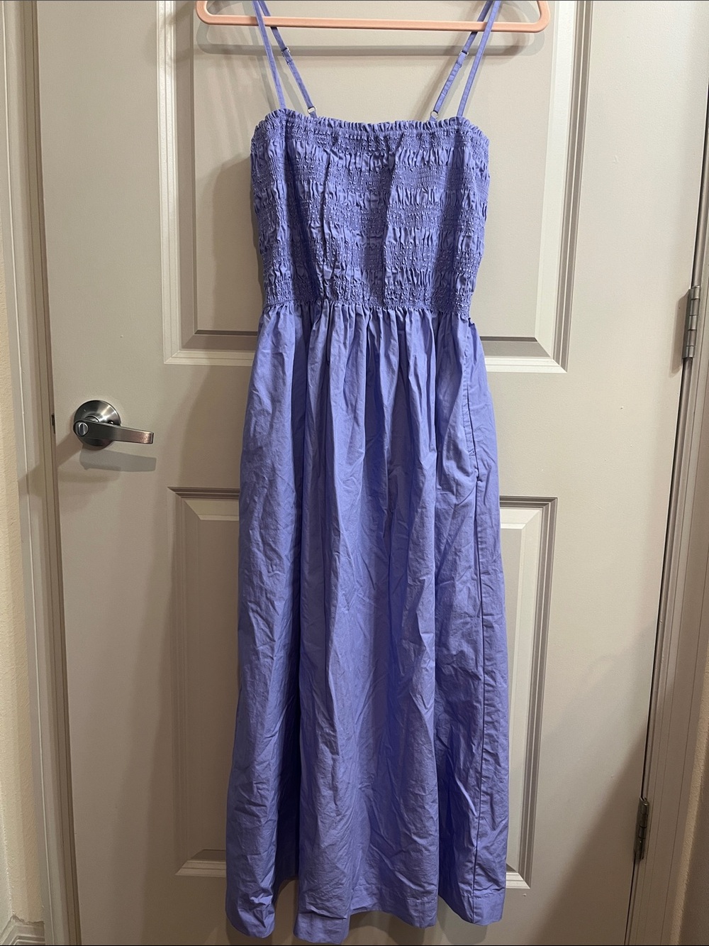 Periwinkle Smocked Maxi Dress with Spaghetti Straps